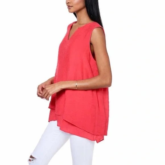 NWT Cristina B Women's Sleeveless Tunic Top Size Large, Watermelon $50 1B037 - Picture 2 of 3